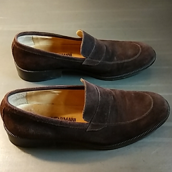 Giorgio Armani Suede Brown Italian Loafers Sz. 7 - Picture 3 of 6